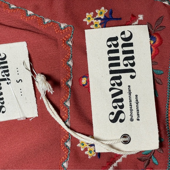 Savanna Jane Terracotta Floral Embroidered Blouse - Picture 6 of 7